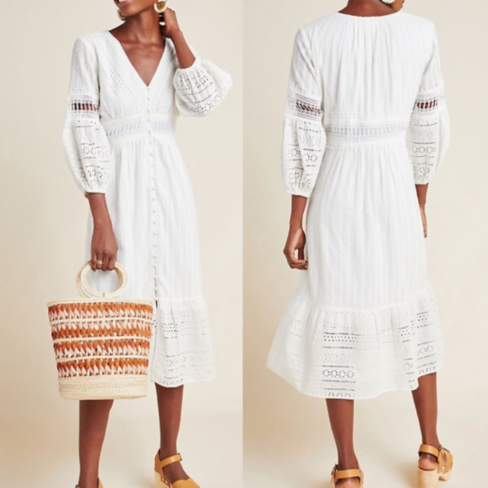 Anthropologie Ebba Eyelet boho Midi Dress
